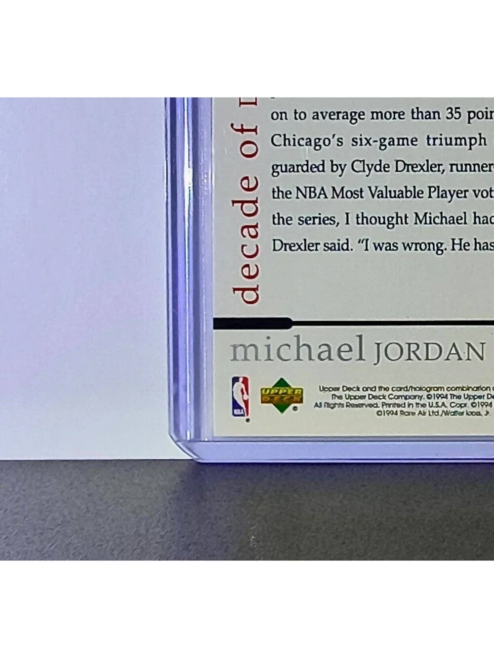 Michael Jordan 1994 Upper Deck Rare Air MJ Decade of Dominance Card Bulls